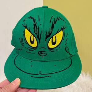 Y2K Grinch Dr Seuss Character Face Embroidery Fitted Hat Cap Christmas XMas